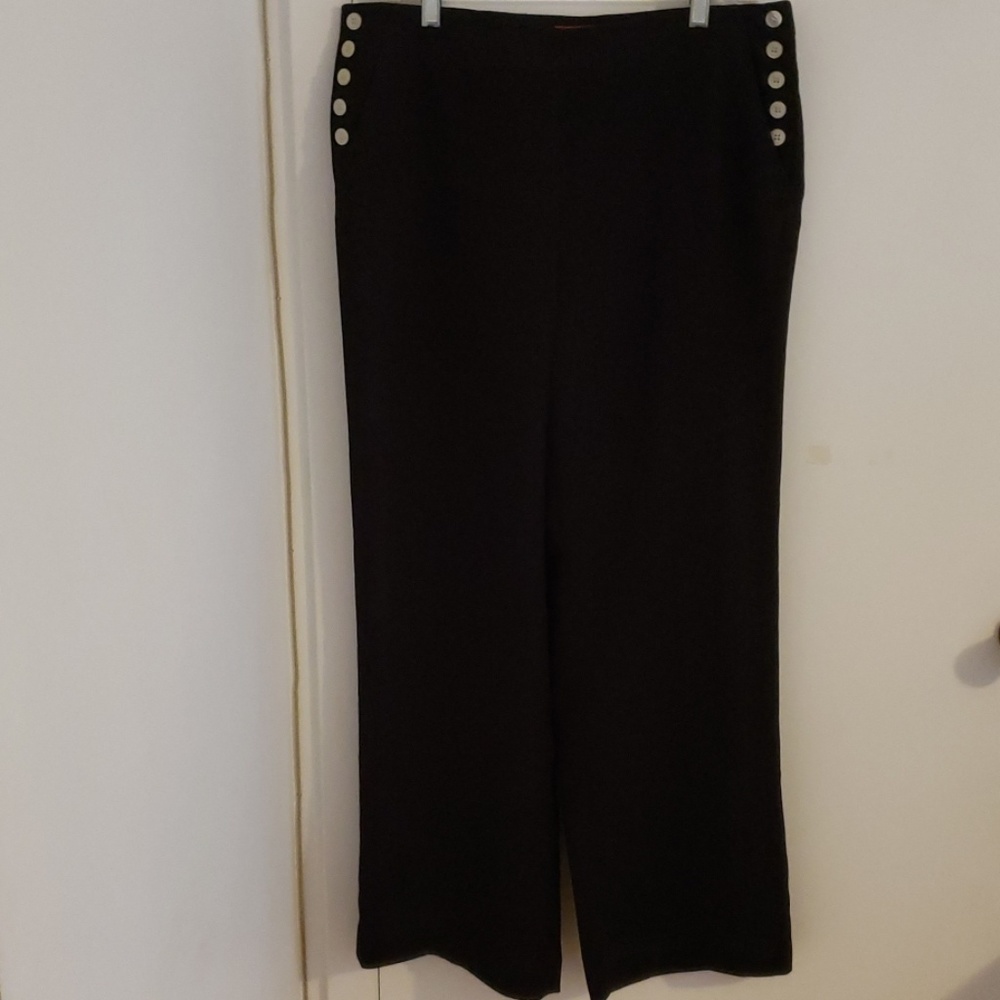 Anne Klein Navy Blue Pants with white buttons